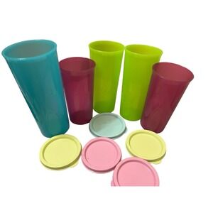 Tupperware Tumblers  Cups Country Pastels Sheer 2 Sizes 5 Total